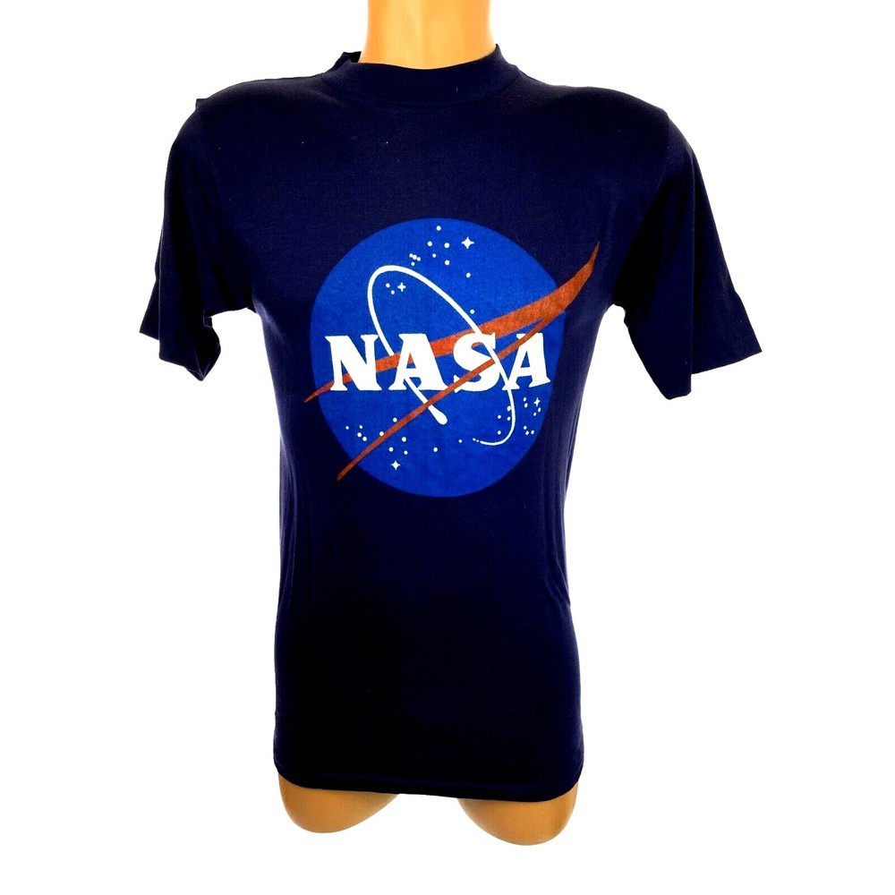 NASA Insigna Navy Blue T-Shirt  Size M Cotton & Polyester Unisex Short Sleeve